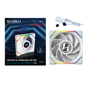 FAN 120MM LIAN LI UNI FAN SL WIRELESS LCD REVERSE BLADE, ARGB, WHITE - 12RSLLCD1W1W