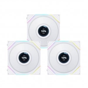 KIT 3 FANS 120MM LIAN LI UNI FAN TL LCD 120, RGB, DISPLAY LCD, CONTROLADORA, WHITE - 12TLLCD3W WHITE - Imagem 2