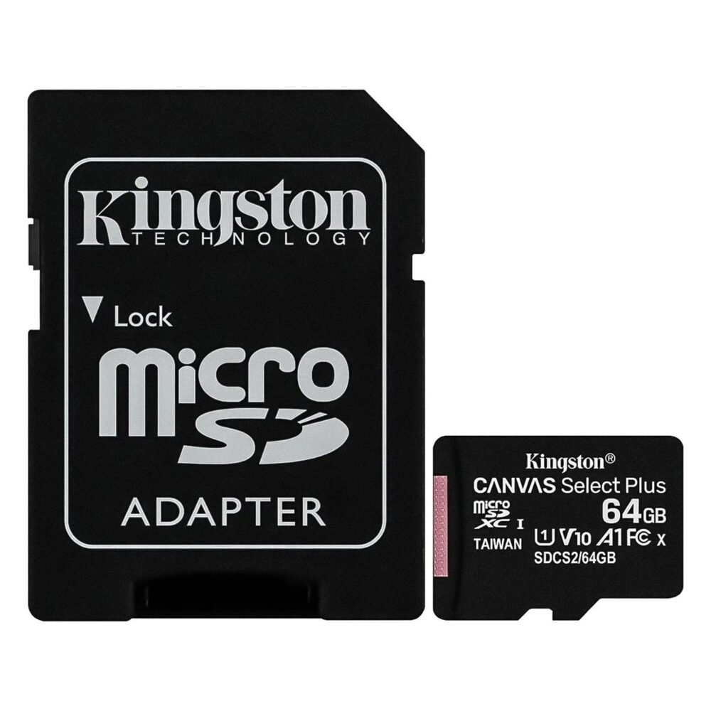Cartão de Memória Kingston 64GB Micro SDXC CanvasSelect Plus + Adapt - SDCS3/64GB