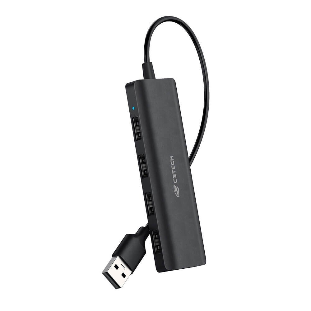 HUB USB 2.0 4 Portas C3Tech Preto - HU-230BK