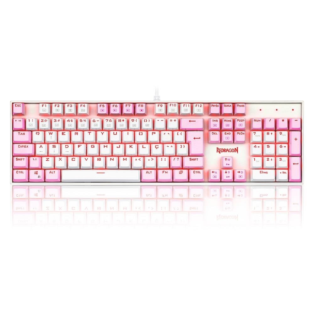 Teclado Magnético Redragon Gamer Kumara Pro RGB Branco Switch Red - K552W-RGB-PRO (PT-RED)